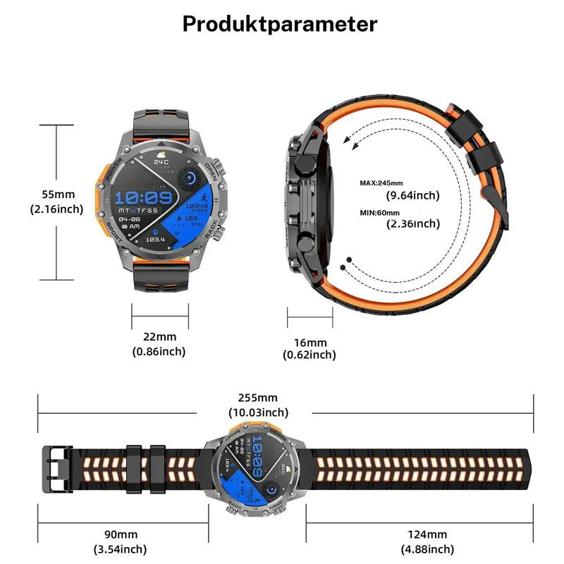 🔥40% Off!⌚1.52" HD smartwatch for men – Phone calls and music control – Multiple sports modes – IP68 waterproof – Long battery life