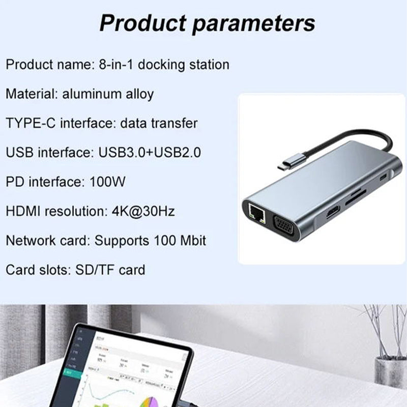 📢📢49% OFF!!⏰Eight-In-One Multi-Interface Docking Station Converter