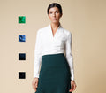 Fitted white shirt elegant, Blouses For Women, Long Sleeve dressy blouse for wedding, V neck Blouse For Work, formal shirt luxury TAVROVSKA