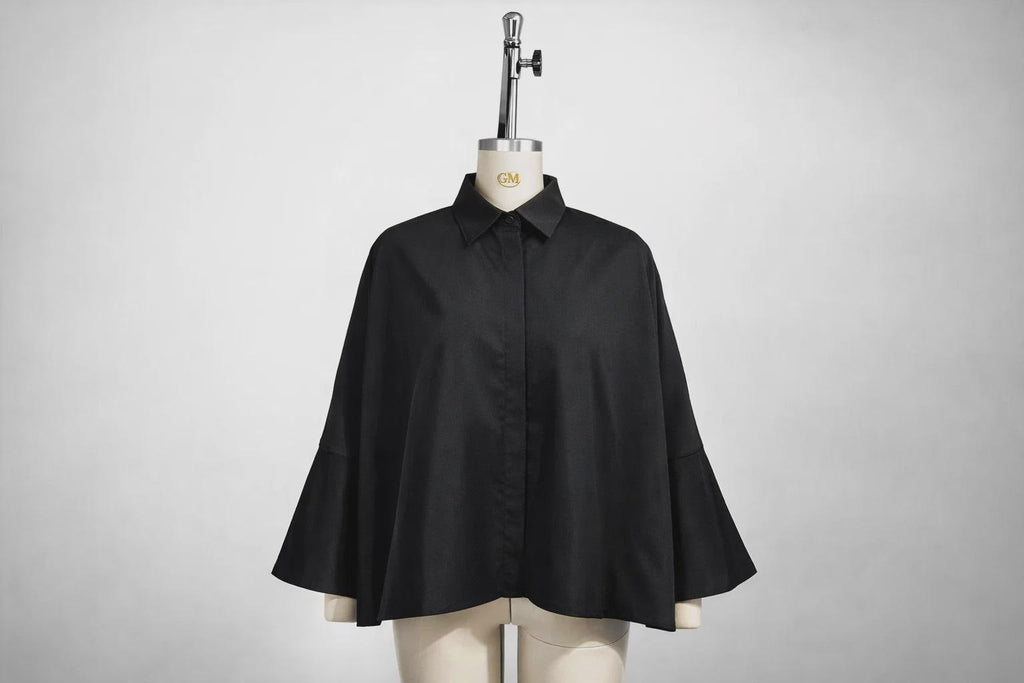 Cotton Blend Button Down Shirt - Relaxed Fit Long Sleeve Blouse