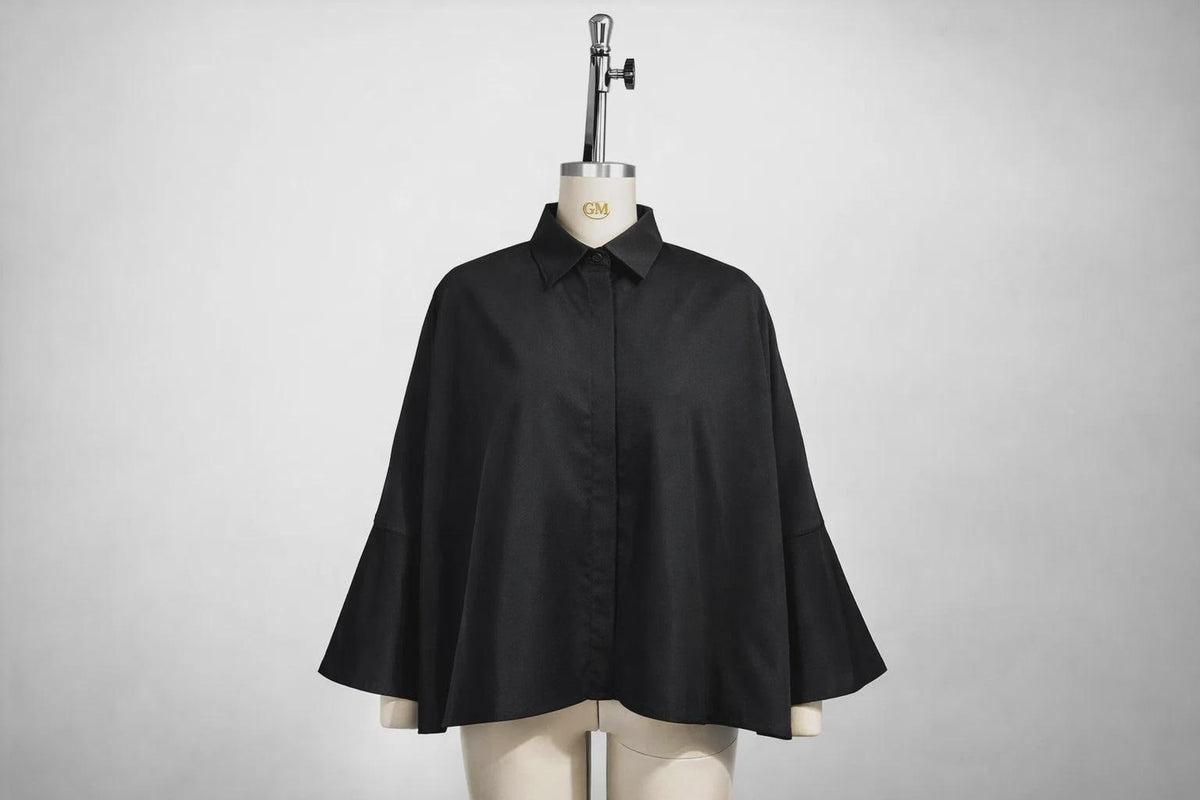 Cotton Blend Button Down Shirt - Relaxed Fit Long Sleeve Blouse