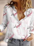 Women's Vintage Paisley Floral Shirt, Women's Blue Grey Blouse