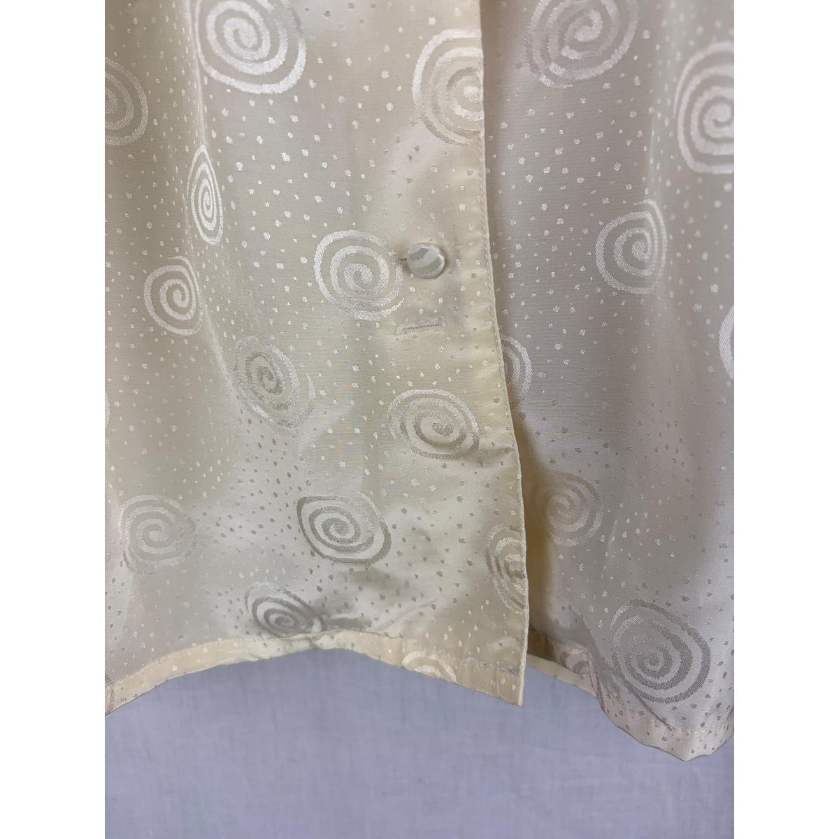Josephine Vintage Cream Swirl Jacquard Blouse Long Sleeve Button Up Top Office