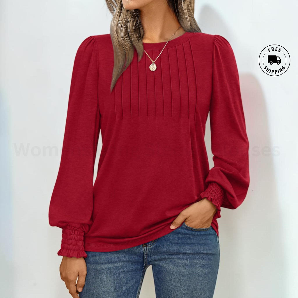Womens Long Sleeve Blouses Fall Tops Business Casual Work Shirts Dressy Everyday Outfit
