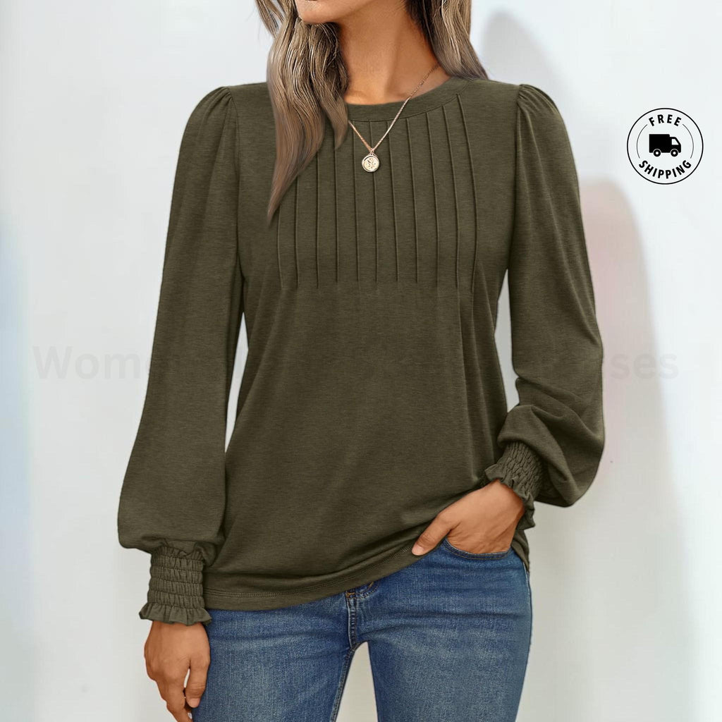 Womens Long Sleeve Blouses Fall Tops Business Casual Work Shirts Dressy Everyday Outfit