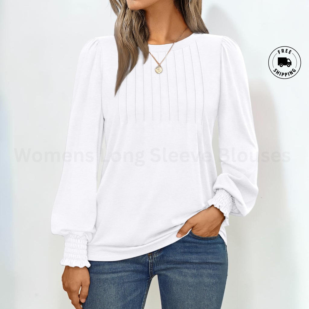 Womens Long Sleeve Blouses Fall Tops Business Casual Work Shirts Dressy Everyday Outfit