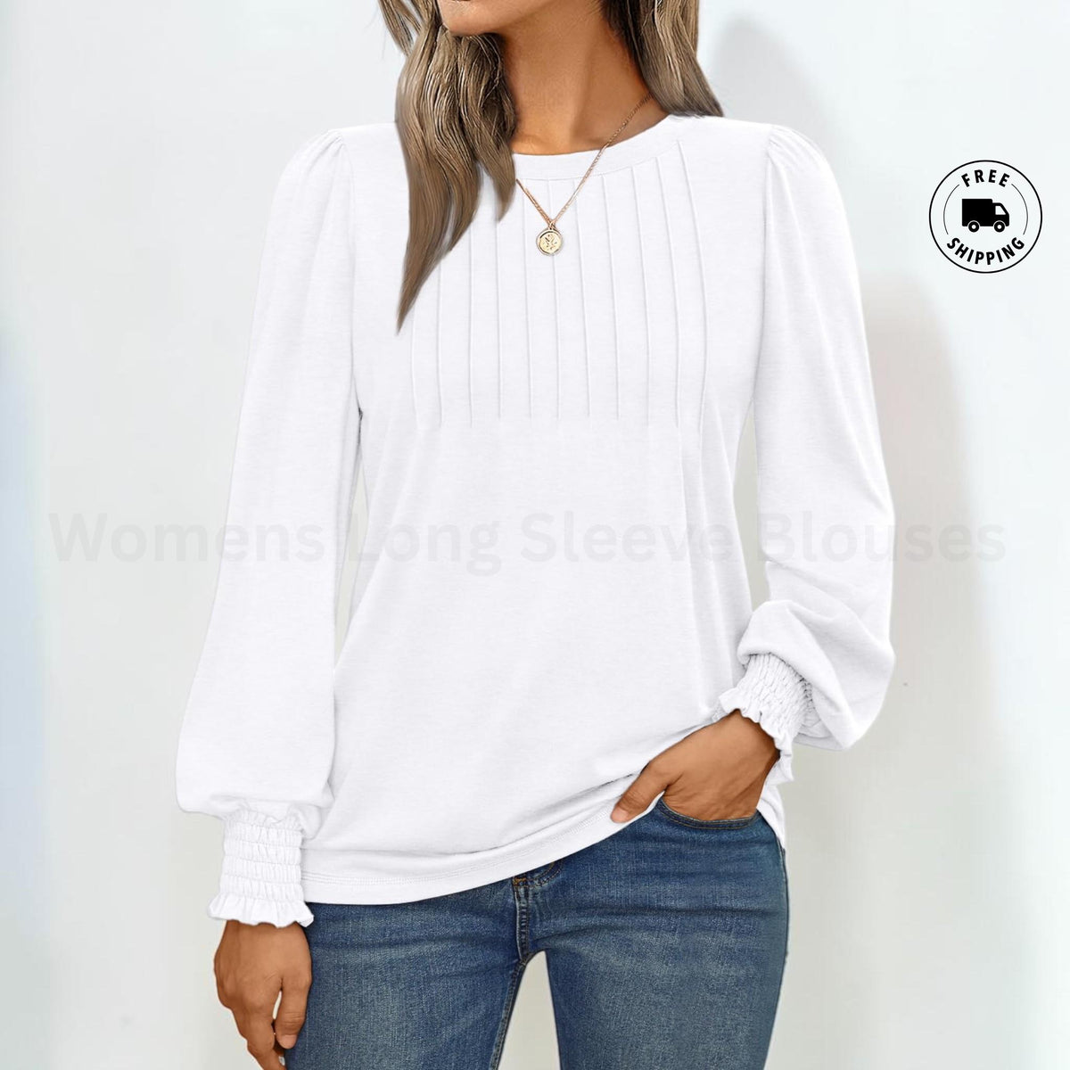 Womens Long Sleeve Blouses Fall Tops Business Casual Work Shirts Dressy Everyday Outfit