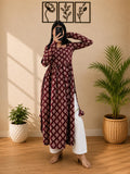 Cotton Nayra Cut Kurti for Women | Floral Printed Long Kurta | Full Sleeve Flared Kurti | Flared Ethnic Wear | Casual Outfit (Full Sleeve)