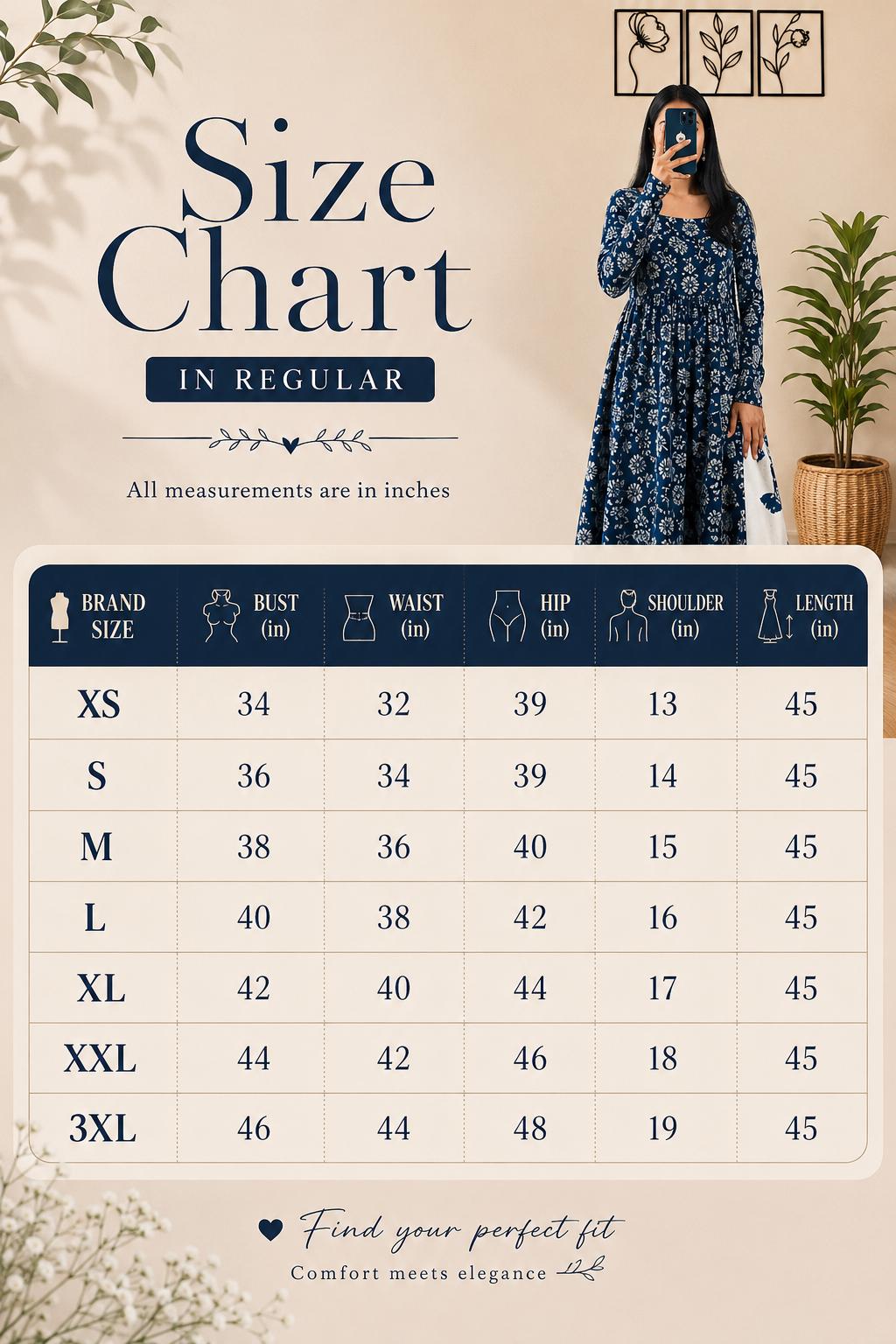 Cotton Nayra Cut Kurti for Women | Floral Printed Long Kurta | Full Sleeve Flared Kurti | Flared Ethnic Wear | Casual Outfit (Full Sleeve)