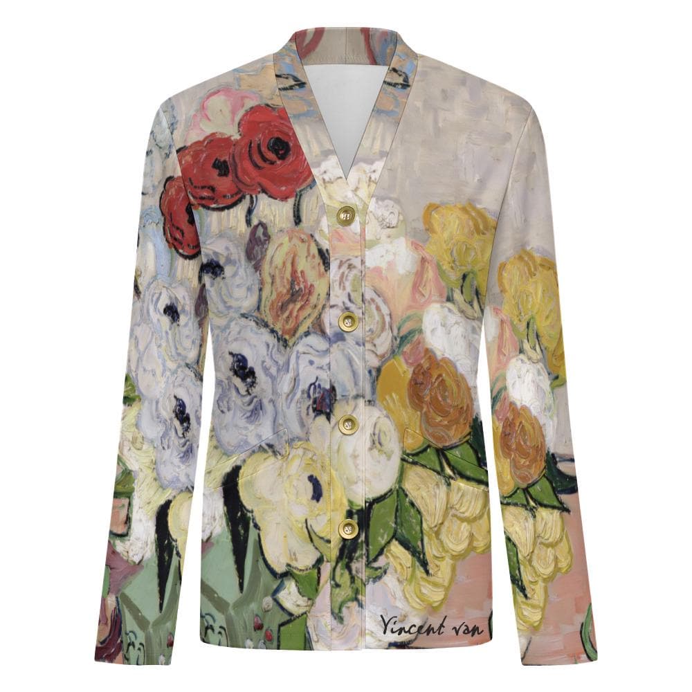 Van Gogh Sweater | Bouquet of Flowers| Cardigan | Full Sleeve Blouse | S–6XL Plus size | Poppy Art | Art Teacher Gift|Fine Art Print